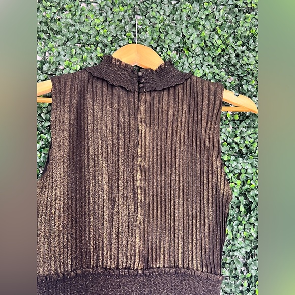 Nanette Lepore Dress Very Black Gold Solid Sleeveless Pleated Size 6 - Picture 5 of 12